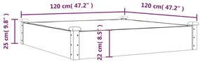 Canteiro elevado c/ forro 120x120x25 cm madeira de abeto maciça