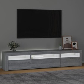 Móvel de TV com luzes LED 195x35x40 cm cinzento sonoma