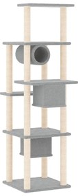 Árvore p/ gatos c/ postes arranhadores sisal 169 cm cinza-claro