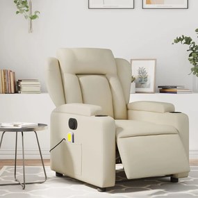 vidaXL Poltrona massagens reclinável elétrica couro artificial creme