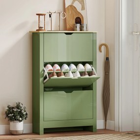 Sapateira, 72 x 26 x 112 cm, 3 Gavetas Basculantes, Verde