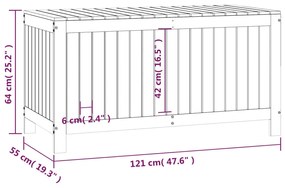 Caixa de arrumação jardim 121x55x64 cm pinho maciço cinzento