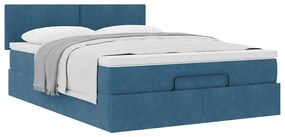 Estrutura de cama otomana com colchão 140x190cm azul escuro