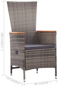 3 pcs conjunto de jantar para jardim cinzento