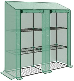 Outsunny Estufa de Jardim de 3 Níveis Estufa de Terraço com Prateleiras para Cultivo de Plantas em Pátio 143x46x141/151 cm Verde | Aosom Portugal