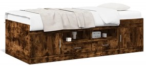 vidaXL Sofá-cama com gavetas sem colchão 75x190 cm carvalho fumado