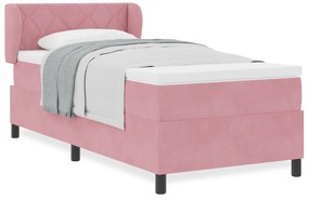 Cama Box com Colchão vidaXL Rosa 90x190 cm em Veludo