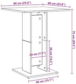 Mesa bistrô 60x60x75 cm contraplacado branco brilhante