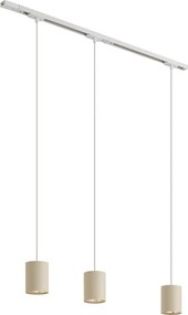 Sistema de iluminação de trilho moderno com 3 luzes pendentes branco com bege 1-fase - Iconic Holt
