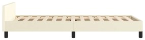 Estrutura de cama c/ cabeceira couro artificial 80x200 cm creme