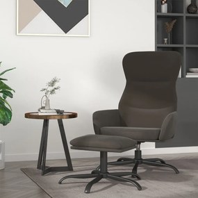 vidaXL Cadeira de descanso c/ banco tecido de microfibra cinza-escuro
