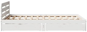 Cama sem colchão 140x190 cm madeira de pinho maciça branco