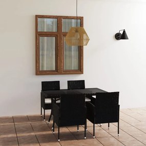 vidaXL 5 pcs conjunto de jantar para jardim vime PE preto