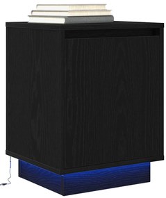 Mesas cabeceira c/ luzes LED 2 pcs 38x34x50 cm preto