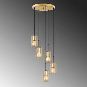Chandelier Kemtel – Dourado Brilhante – 34 x 34 x 121 cm