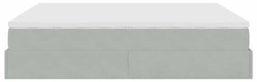 Estrutura cama otomana colchões 160x200cm veludo cinzento claro