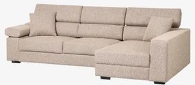 Sofá Chaise Longue Direito De 3 Lugares Com Encosto De Cabeça Regulável E Assentos Deslizantes Aramis Bouclé Castanho Trigo - Sklum