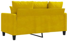 Sofá Cinha de 2 Lugares - Cor Amarelo - 138x77x80 cm - Em Veludo e Est