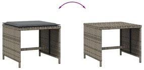 Bancos jardim com almofadões 4 pcs 41x41x36 cm vime PE cinzento