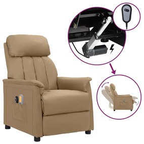 vidaXL Poltrona massagens reclinável elétrica couro artif. cappuccino