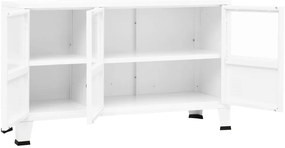 Aparador industrial 105x35x62 cm metal e vidro branco