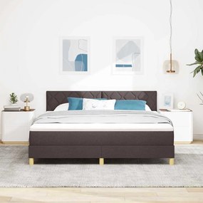 Cama Box Spring com Colchão e LED Castanho Escuro 180x200 cm Tecido