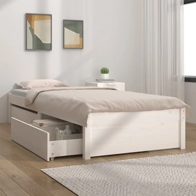 Estrutura cama de solteiro pequena c/ gavetas 75x190 cm branco