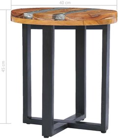 Mesa de centro 40x45 cm madeira de teca maciça e poliresina