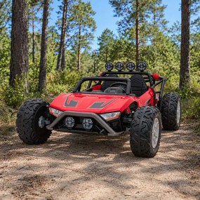 Carro elétrico para Crianças 2 Lugares Buggy Racing 5 24V Rodas Espuma EVA, assento couro ecológico Vermelho