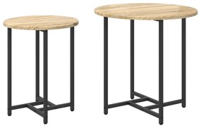 Mesa de Apoio vidaXL 2 pcs Madeira de Carvalho Sonoma e Metal