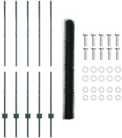 Postes de Cerca vidaXL 5 pcs U-Channel Verde 140 cm Aço