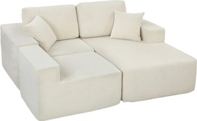 Sofá de canto modular 2 em 1,267 C x 168 L x 85 A cm (forma de L), 192 C x 168 L x 85 A cm (cama), sofá-cama de 3 lugares em veludo canelado, assento