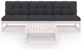 4 pcs conjunto lounge de jardim com almofadões pinho maciço