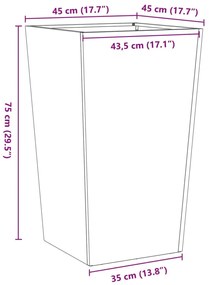 Vaso/floreira de jardim 45x45x75 cm aço preto