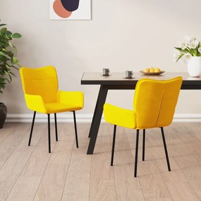 Cadeiras de jantar 2 pcs veludo amarelo