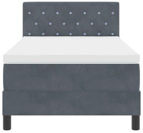 Cama Box com Colchão &amp; LED VidaXL Cinza Escuro 100x200 cm Veludo