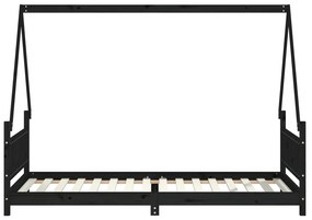 Estrutura de cama infantil 90x200 cm pinho maciço preto