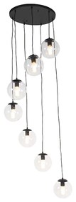 Candeeiro de suspensão Art Deco preto 7 luzes - Pallon Art Deco