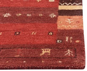 Tapete Gabbeh em lã vermelha 80 x 150 cm SINANLI Beliani