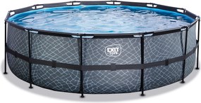 Piscina redonda Stone ø450x122cm com bomba de filtro de areia - Cinzenta