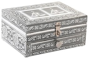 Guarda-Joias DKD Home Decor 17,5 x 13 x 8 cm Prateado Madeira Alumínio Verde