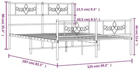 Estrutura de cama com cabeceira e pés 120x200 cm metal preto