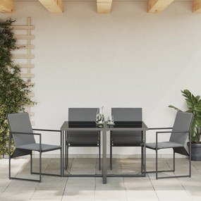 Cadeiras de Jardim com Almofadas 4 pcs Preto Textilene