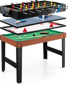 Mesa de jogos 4 em 1 com matraquilhos, bilhar, air hockey e ping pong para crianças 125 x 97 x 83 cm Natural