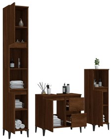 3 pcs conjunto móveis WC derivados de madeira carvalho castanho