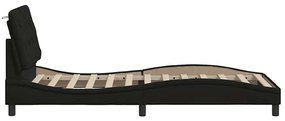 Estrutura de cama com LED sem colchão 90x200 cm tecido preto