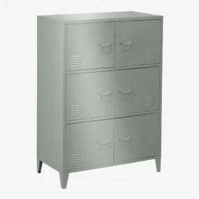 Cajonete Armário De 6 Portas 80x40 Cm Em Aço Pohpli Verde Cáqui - Sklum