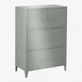 Cajonete Armário De 6 Portas Em Aço Pohpli Verde Cáqui - Sklum