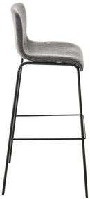Conjunto de 2 bancos de bar Hoover em tecido e com estrutura preta 43 x 100 x 48 cm Cinzento