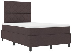 Cama Box com Colchão &amp; LED Castanha Escura 120x200 cm Tecido